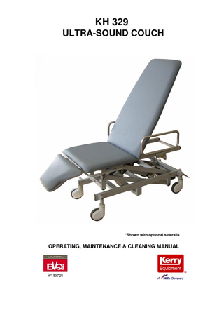 KH 329 ULTRA-SOUND COUCH  *Shown with optional siderails  OPERATING, MAINTENANCE & CLEANING MANUAL  