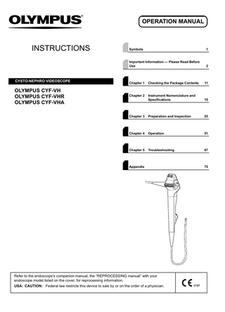 CYF-VHx Series CYSTO-NEPHRO VIDEOSCOPE Operation Manual Aug 2011