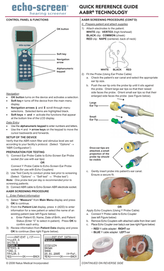 echo-screen AABR Technology Quick Reference Guide