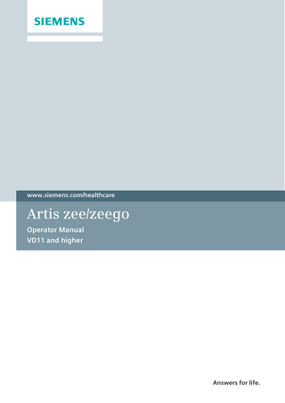 ARTIS zee and zeego Operator Manual VD11 and higher Jan 2002