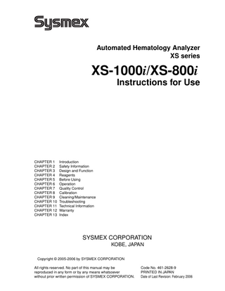 XS-1000i and XS-800i Instructions for Use Feb 2006