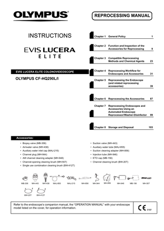 CF-HQ290L-I  EVIS LUCERA LITE COLONOVIDEOSCOPE Reprocessing Manual