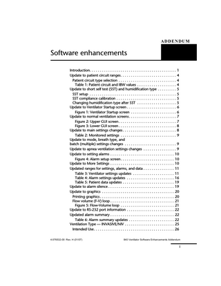 800 Series Ventilator System Operator’s Manual Addendum Rev H Software Enhancements