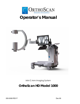 OrthoScan HD Model 1000 Operators Manual Rev F Dec 2009