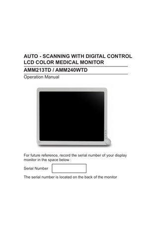 AMM213TD and AMM240WTD Operation Manual Rev F Aug 2010