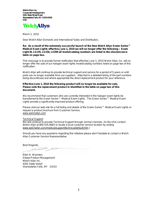 LSxxx series Exam Light III Systems End of Sales and Distribution Notice March 2010