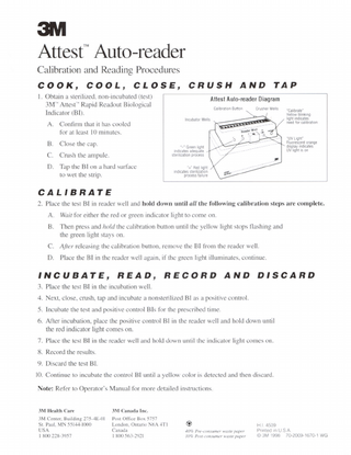 Attest 190 Auto-reader Calibration and Reading Procedures 1996