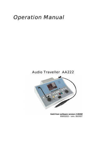 Audio Traveller AA222 Operation Manual Sw Rev 2.00200