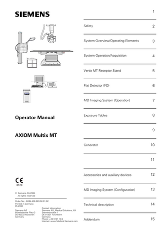 AXIOM Multix MT Operator Manual May 2006