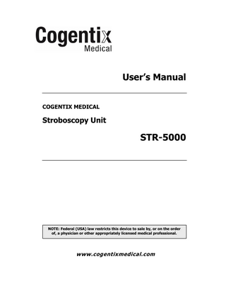 STR-5000 Stroboscopy Unit Users Manual Rev C Dec 2015