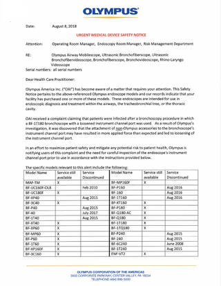 BF-xxx series Urgent Medical Device Safety Notice Aug 2018