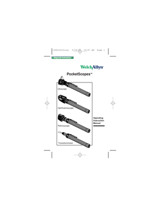 Halogen PocketScope Set Operating Manual Instructions Rev C