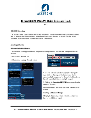 B-Scan DICOM Quick Reference Guide