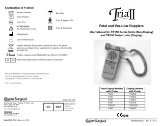 Tria II TR150 and TR250 series Directions for Use Rev A March 2013