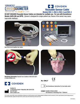 INVOS Models RSC- x series Resuable Sensor Quick Guide Rev C