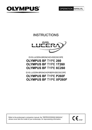 BF-260 Series EVIS LUCERA BRONCHOVIDEOSCOPE Operation Manual