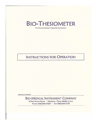 Bio-Thesiometer Instruction for Operation