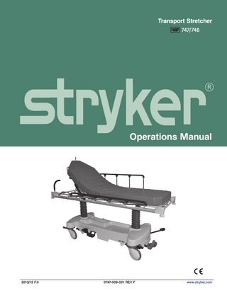 Transport Stretcher Ref 747 and 748 Operations Manual Rev F Dec 2013