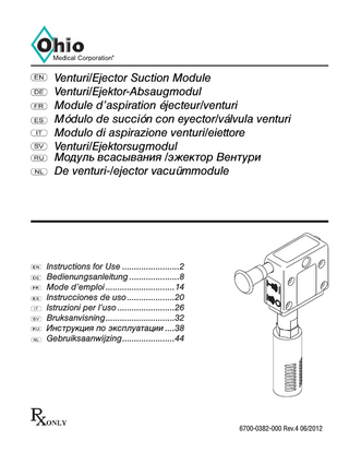 Venturi -Ejector Suction Unit Instructions for Use Rev 4 June 2012