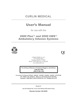 2000 Plus and 2000 CMS User Manual REV E