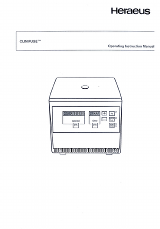 Clinifuge Operating Instruction Manual