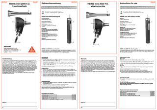 HEINE mini 2000 F.O Ophthalmoscope Instructions Dec 2006