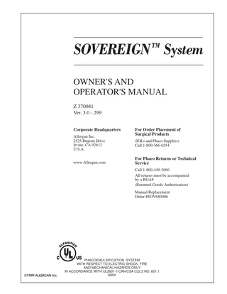 AMO Sovereign System Owners and Operators Manual English V3.0 1999