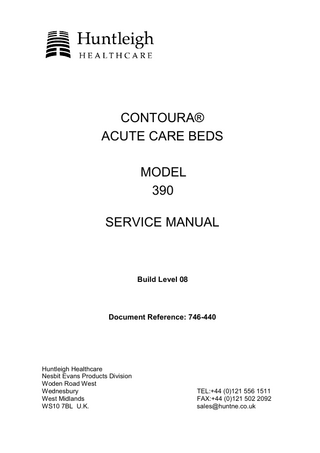 TABLE OF CONTENTS 1 INTRODUCTION  1-1  1.1  About This Manual... 1-1  1.2  Product Description... 1-2  1.3  Manufacturer Information ... 1-4  2 OPERATION  2-1  2.1  Brakes and Steering ... 2-1  2.2  Folding Safety Sides (where fitted) ... 2-2  2.3  Bed Extension (where fitted) ... 2-3  2.4  Bedstripper (where fitted) ... 2-4  2.5  Kneebreak Angle Adjustment ... 2-5  2.6  Emergency CPR Release ... 2-6  2.7  Drainage Bag Rails ... 2-7  2.8  Power Operation ... 2-8  3 OPERATIONAL MAINTENANCE  3-1  3.1  General ... 3-1  3.2  Cleaning... 3-1  3.3  Disinfecting ... 3-1  4 PREVENTIVE MAINTENANCE  4-1  4.1  General ... 4-1  4.2  Castors and Brakes ... 4-1  4.3  Backup Battery... 4-1  5 TESTING  5-1  5.1  Preliminary ... 5-1  5.2  Power Operated Functions ... 5-1  5.3  Battery Operation ... 5-2  5.4  Manual Functions ... 5-2  6 TROUBLESHOOTING  6-1  7 SERVICING INSTRUCTIONS  7-1  7.1  General ... 7-1 ii  746-440-3 01/07  