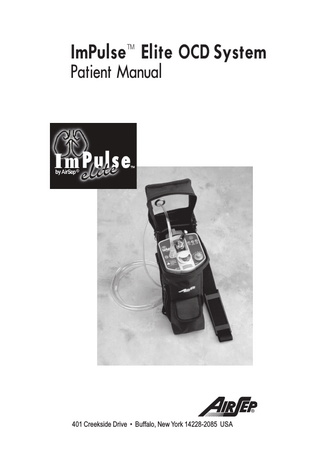 Table of Contents Components ...1 Features ...2 Introduction ...3 Maximizing Delivery with ImPulse Elite ...3 Initial Setup ...3 Safety ...4 Description of Parts ...6 How to Operate the Unit Oxygen Cylinder Connection ...7 Testing and Replacing Battery ...9 Turning On the Unit for Proper Oxygen Usage ... 10 Turning Off the Unit ... 12 Alarm Light Indicators ... 12 Switching to Continuous Flow ... 13 Removing/Replacing the Cylinder ... 13 ImPulse Elite as a Portable Unit ... 14 Proper Care and Maintenance ... 15 Troubleshooting Guide ... 16 Equipment Provider Information Specifications ... 17 Limited Warranty ... 18  ImPulse™ Elite Patient Manual  i  