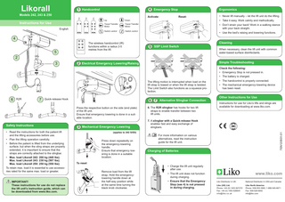 Likorall Models 242, 243 & 250 Quick Reference Guide