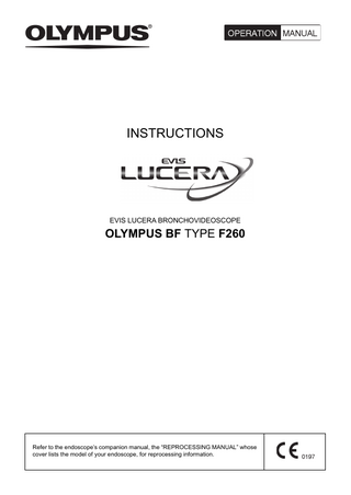 BF-F260  EVIS LUCERA BRONCHOVIDEOSCOPE Operation Manual