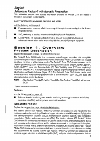 Radical-7 Acoustic Respiration Addendum Oct 2011