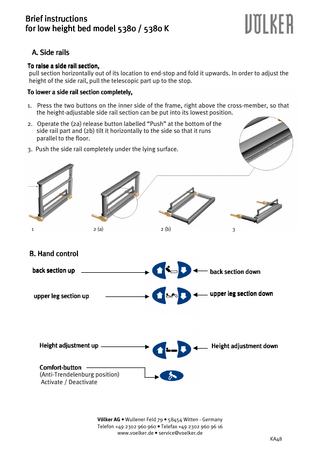 Model 5380 Series Brief Instructions - Side rails and Caregivers console