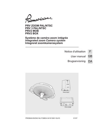 Prismavision PRV Series Camera System User Manual Jan 2007