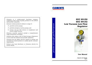 SUC 89150 and 89152 Low Vacuum Low Flow Regulator User Manual Issue 3