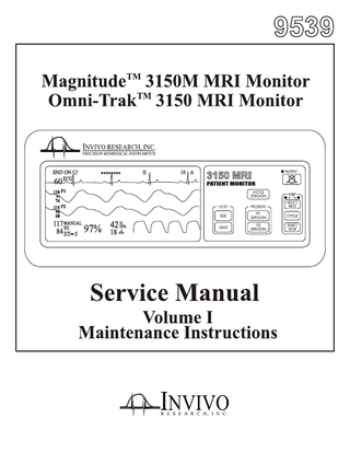 Magnitude 3150M MRI Monitor & Omni-Trak 3150 MRI Monitor Service Manual Volume 1 Release 3 Dec 2001