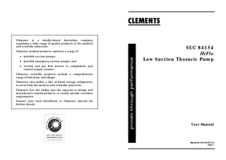 SUC 84154 Very Low Vacuum High Flow Suction Pump Thoracic User Manual Issue 1