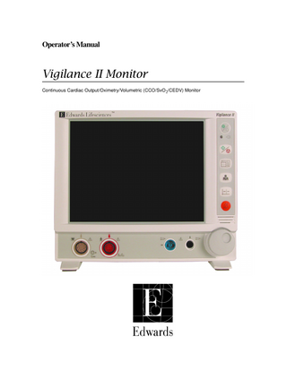 Vigilance II Monitor Operators Manual 2005