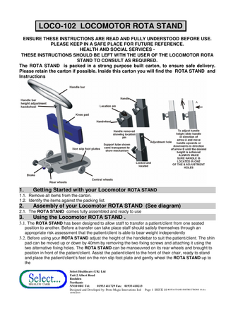 LOCO-102 ROTA STAND Instructions Issue 10 June 2010