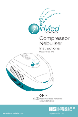 Compressor Nebuliser  Colour: Pantone 2655 Black  Instructions Model: CN02-WD  				 				  www.clement-clarke.com  Please read these instructions carefully before use  Engineered for Life  