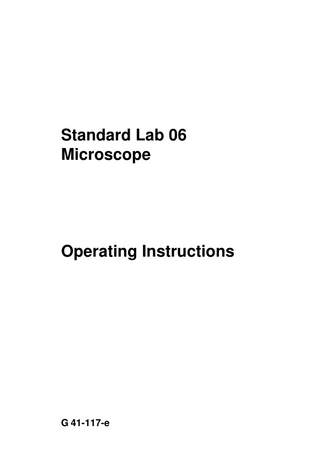 Standard Lab 06 Microscope Operating Instructions