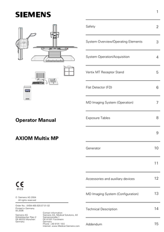 AXIOM Multix MP Operator Manual May 2006