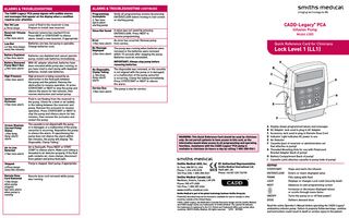 CADD-Legacy PCA Model 6300 Quick Reference Card Lock Level 1