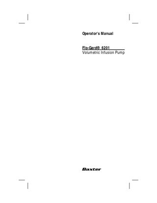 Flo-Gard Model 6201 Operators Manual Rev D 1999