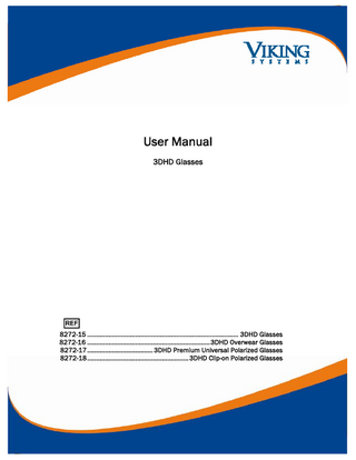 Viking Systems 3DHD Glasses User Manual Rev B