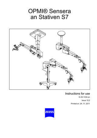 OPMI Sensera an Stativen S7 Instructions for use Issue 10.2 Nov 2011