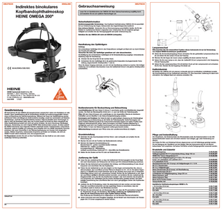 HEINE OMEGA200 Head-worn binocular indirect ophthalmoscope Instructions Sept 2007