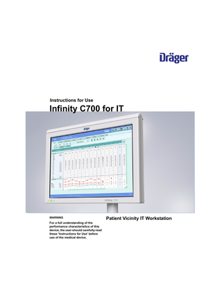 Infinity C700 for IT Workstation Instructions for Use Edition 1 Sept 2010