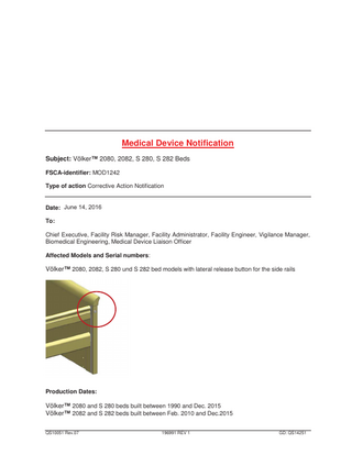 2080,2082,S 280 and S 282 Medical Device Notification July 2016 