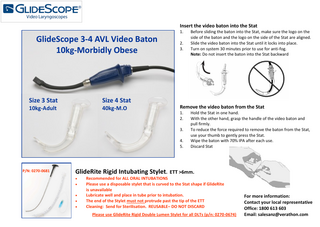 GlideScope AVL 2.0 Instruction Cards